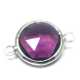 DQ metaal, tussen- montagestuk, rond, zilver, facet, paars, 24 mm (1 st.)