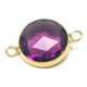 Metaal, tussen- montagestuk, rond, verguld, facet, paars, 24 mm (1 st.)
