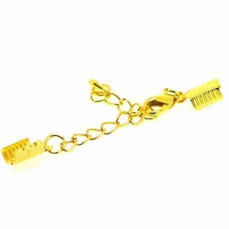 Veterklem met verlengketting en slotje, goud, 12 x 5 mm (3 st.)