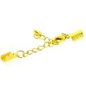 Veterklem met verlengketting en slotje, goud, 12 x 5 mm (3 st.)