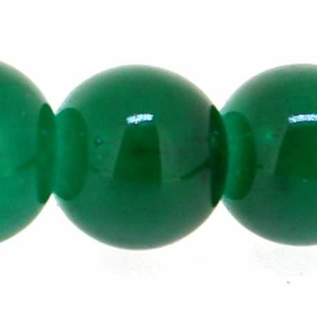 Glas, kraal, rond, donkergroen, 8 mm (10 st.)