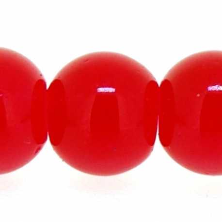 Glas, kraal, rond, rood, 8 mm (10 st.)