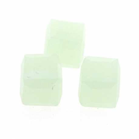 Glas, kraal, blok, lichtgroen, 6 x 6 mm (20 st.)