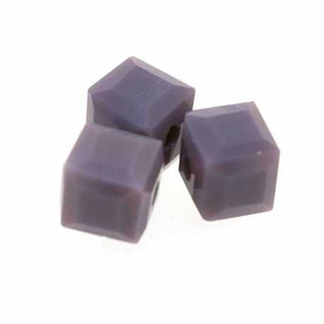 Glas, kraal, blok, lavendel, 6 x 6 mm (20 st.)