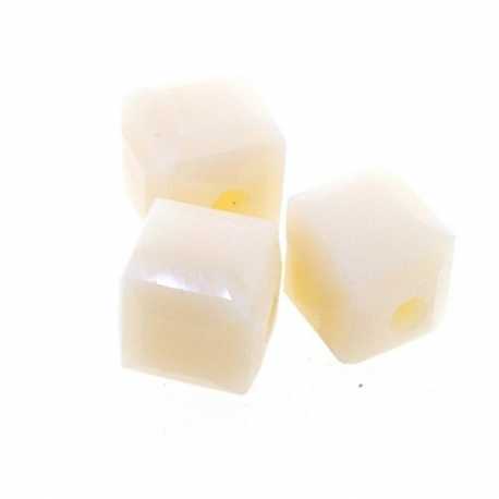 Glas, kraal, blok, naturel, 6 x 6 mm (20 st.)