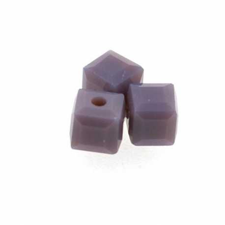 Glas, kraal, blok, lavendel, 4 x 4 mm (streng)
