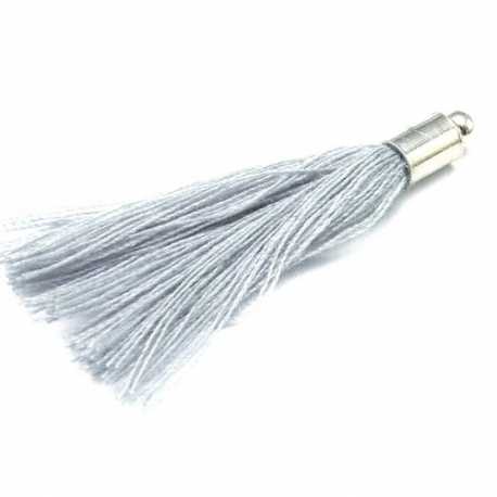 Kwastje met kapje, lichtgrijs, zilver, 40 mm (3 st.)