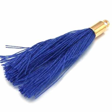 Kwastje met kapje, donkerblauw, goud, 40 mm (3 st.)