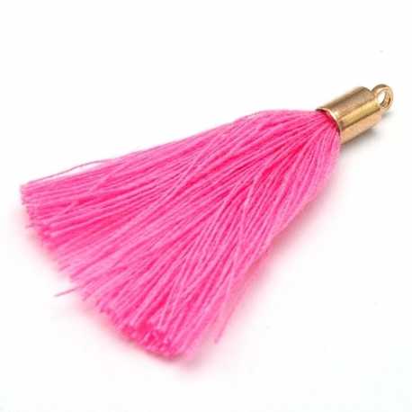 Kwastje met kapje, roze, goud, 40 mm (3 st.)