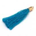 Kwastje met kapje, petrol, goud, 40 mm (3 st.)