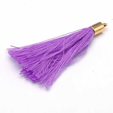Kwastje met kapje, paars, goud, 40 mm (3 st.)