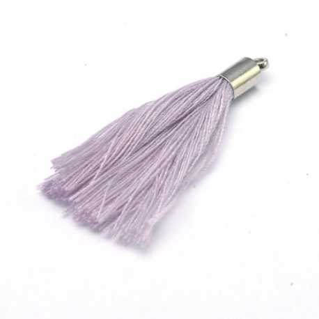 Kwastje met kapje, lavendel, zilver, 40 mm (3 st.)