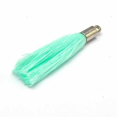 Kwastje met kapje, mint, zilver, 40 mm (3 st.)