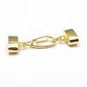 DQ Metaal, leerkapjes met slotje, goud, 55 mm, binnenmaat 14 x 5,5 mm (2 st.)