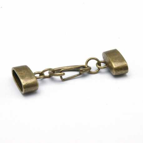 DQ Metaal, leerkapjes met slotje, antique goud, 55 mm, binnenmaat 14 x 5,5 mm (2 st.)