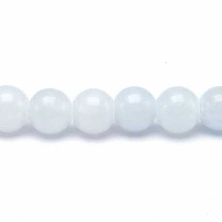 Gekleurd steen kraal, rond, ijsblauw, 6 mm (streng)