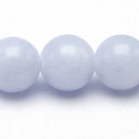 Gekleurd steen kraal, rond, ijsblauw, 10 mm (streng)