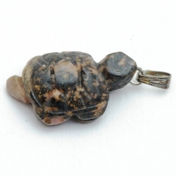Halfedelsteen hanger Rodoniet schildpad (1 st.)