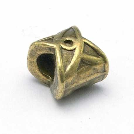 DQ metaal, leerschuiver, antique goud, 8 x 10 mm, rijggat 4 mm (5 st.)