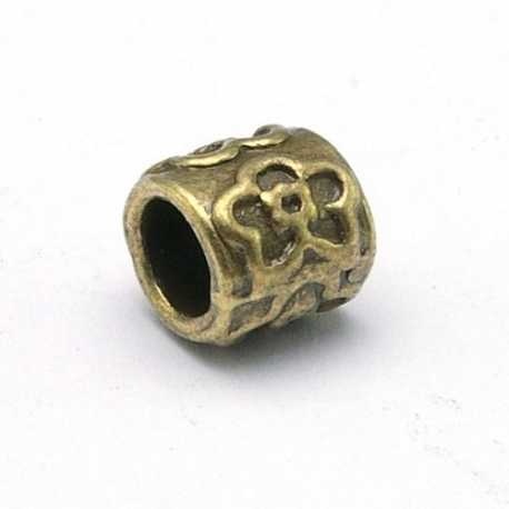 DQ metaal, leerschuiver, antique goud, 8 x 10 mm, rijggat 5 mm (5 st.)