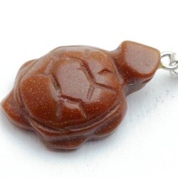 Halfedelsteen hanger Brown Goldstone schildpad (1 st.)