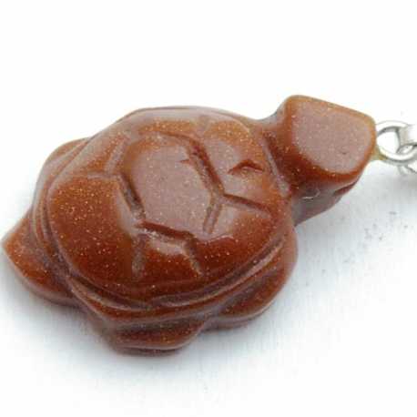 Halfedelsteen hanger Brown Goldstone schildpad (1 st.)