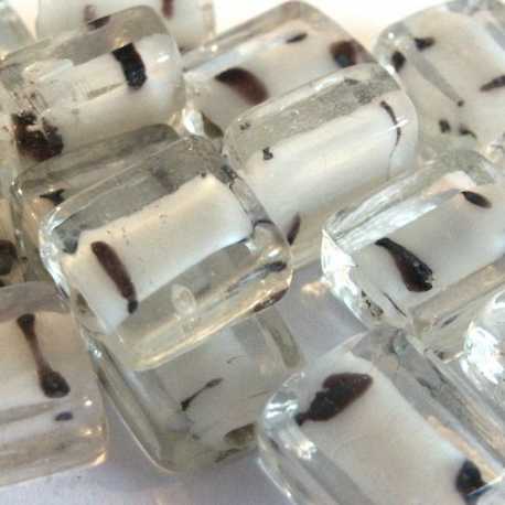 Glaskraal, rechthoekig, wit met donkere vlekken (5 st.)