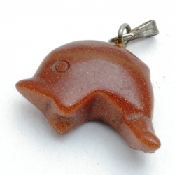 Halfedelsteen hanger Brown Goldstone dolfijn (1 st)
