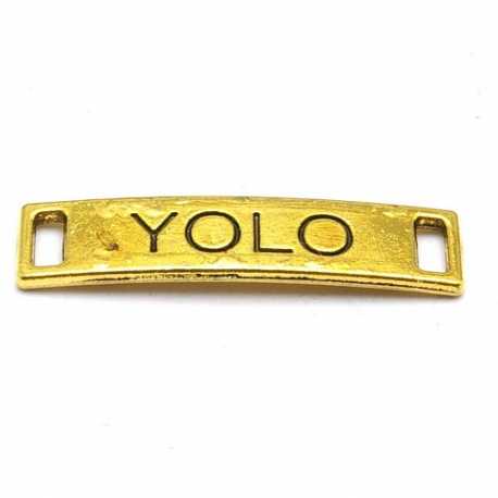 Tussenstuk, goud, YOLO, 28 x 6 mm (3 st.)