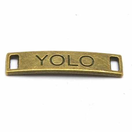 Tussenstuk, antique goud, YOLO, 28 x 6 mm (3 st.)