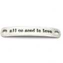 Tussenstuk, antique zilver, All we need is love, 40 x 7 mm (3 st.)