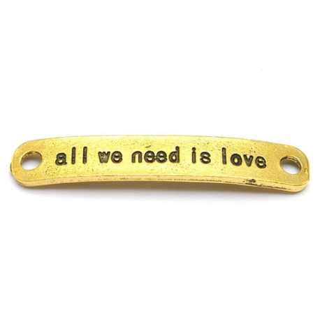 Tussenstuk, goud, All we need is love, 40 x 7 mm (3 st.)