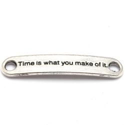 Tussenstuk, antique zilver, Time is what you make of it, 35 x 7 mm (3 st.)