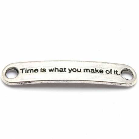 Tussenstuk, antique zilver, Time is what you make of it, 35 x 7 mm (3 st.)