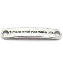 Tussenstuk, antique zilver, Time is what you make of it, 35 x 7 mm (3 st.)