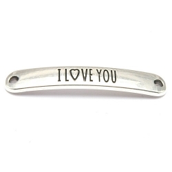 DQ tussenstuk antique zilver quote I love you 7 x 40 mm (1 st.)
