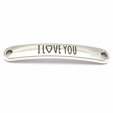 DQ tussenstuk antique zilver quote I love you 7 x 40 mm (1 st.)