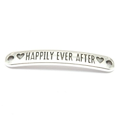 DQ tussenstuk antique zilver quote Happily ever after 7 x 40 mm (1 st.)
