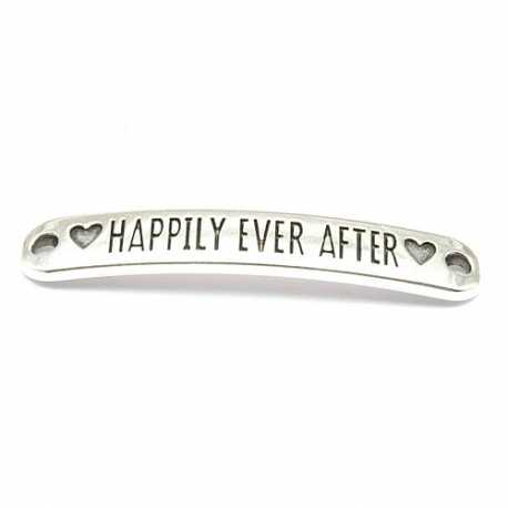 DQ tussenstuk antique zilver quote Happily ever after 7 x 40 mm (1 st.)