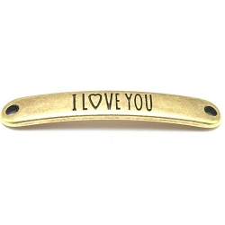 DQ tussenstuk antique goud quote I love you 7 x 40 mm (1 st.)