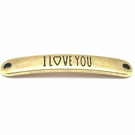 DQ tussenstuk antique goud quote I love you 7 x 40 mm (1 st.)