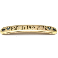 DQ tussenstuk antique goud quote Happily ever after 7 x 40 mm (1 st.)