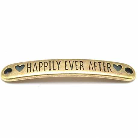 DQ tussenstuk antique goud quote Happily ever after 7 x 40 mm (1 st.)