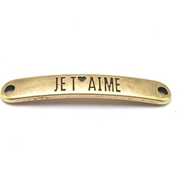 DQ tussenstuk antique goud quote Je t'aime 7 x 40 mm (1 st.)