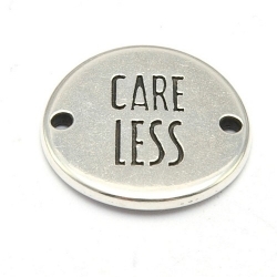 DQ tussenstuk antique zilver quote Care Less 20 mm (1 st.)