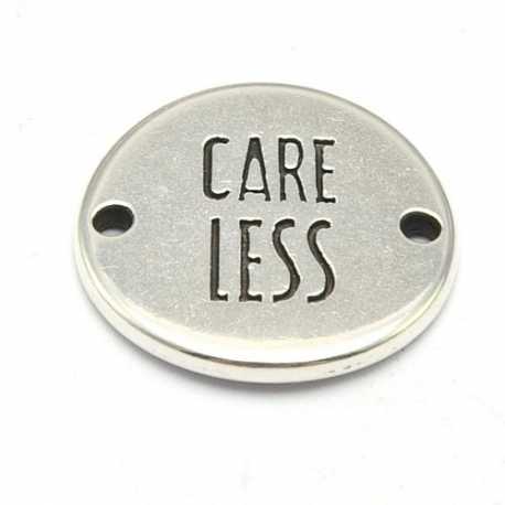 DQ tussenstuk antique zilver quote Care Less 20 mm (1 st.)