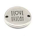 DQ tussenstuk antique zilver quote I love friday 20 mm (1 st.)