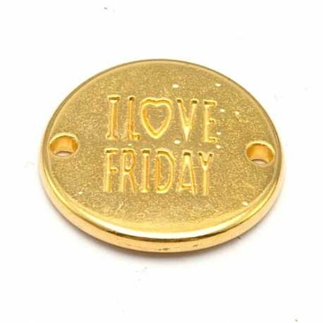 DQ tussenstuk goud quote I love friday 20 mm (1 st.)