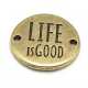 DQ tussenstuk antique goud quote Life is good 20 mm (1 st.)