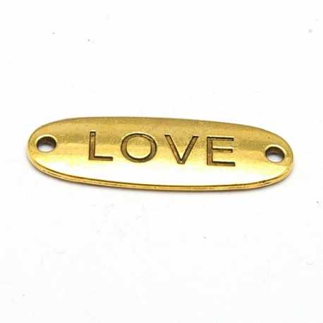 Tussenstuk, goud, LOVE, 34 x 12 mm (3 st.)